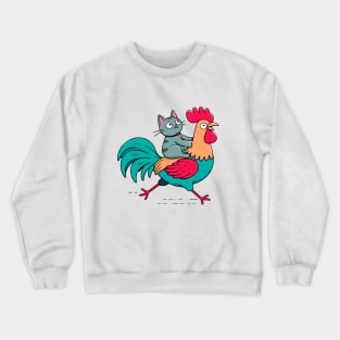 Cat on a Rooster Crewneck Sweatshirt